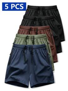 Manfinity Homme 5pcs/Set Men's Casual Sports Shorts, Spring/Summer - Multicolor - View 4