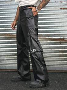 AXEPEAK Fashionable Wide-Leg Long Pants For Men, Fall - Black - View 1