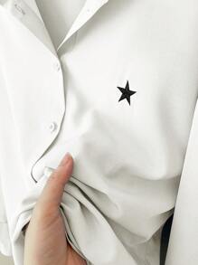 INAWLY 女士星星图案长袖夏季休闲衬衫 - 白色 - 查看 7