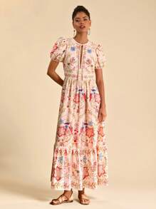 Travachic Gewebtes Muster-Maxikleid für Frauen - Pink - Übersicht 4