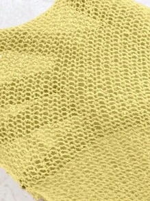 SHEIN LUNE Women's Casual Solid Color Scoop Neck 3/4 Sleeve Sweater Knit Pullover Fall Winter - Butter Yellow - View 8