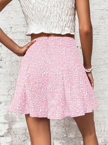 Breezaya Allover Print Elastic Waist Casual Knee Length Shorts, Versatile For Summer - Baby Pink - View 2