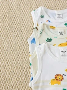 SHEIN Playful Pals Set de 3 piezas de body para bebé niño con estampado adorable de vida marina para verano