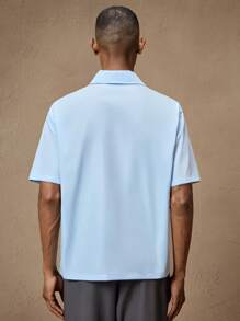 AKNOTIC Áo sơ mi nam tay ngắn cổ bẻ đính kim cương xanh nhạt thanh lịch dự tiệc hàng ngày, giản dị, vừa vặn, thích hợp mặc hàng ngày, đi làm, xuân/hè, nghỉ mát, tiệc tùng, đám cưới, cặp đôi, quà tặng bạn trai, đồ đi biển, quà tặng Ngày của Cha - Màu xanh lam - Xem 7