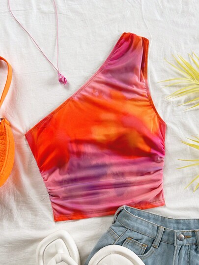 Soleia Buntes, trägerloses Batik Top für den Sommerurlaub, geeignet für Musikfestivals, Boho, Urlaub, Verabredungen, Nachmittagstee, Häkeln, Leinen