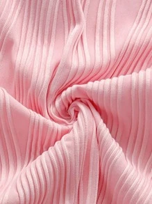 Soleia New Tie Ribbon Bow Knit Bodysuit, Elegant Color Block Vacation Casual Versatile - Baby Pink - View 10