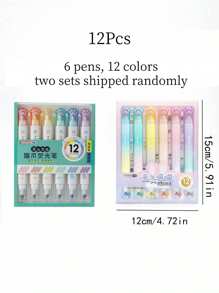 12 rotuladores fluorescentes con forma de garra de gato, set de 6 piezas con estilos aleatorios (Arabia Saudita) para volver al colegio