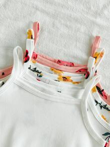 SHEIN 4件套女婴休闲印花纯色连体衣 - 彩色 - 查看 5