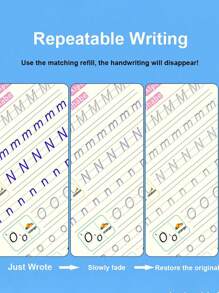 1 pieza, Libro de práctica de escritura, Ritmo en inglés, Libro de práctica mágica, Cuaderno, Literatura infantil, Aprendizaje, Números, Letras, Carta del alfabeto, Regalo de caligrafía, Escuela, Estudiante, Útiles escolares, Escuela infantil, Aprendizaje del inglés, Escritura en inglés