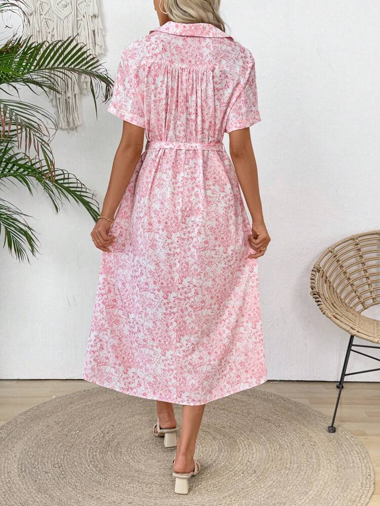 Women's Casual Floral All-Over Print Mid-Length Dress, Summer Summer Dresses For Women Graduation Dress  Wedding Guest Dress Women Concert Outfits For Women