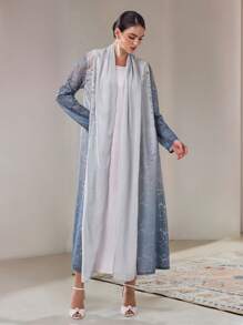 Al Najma Women's Floral Ombre Pattern Loose Abaya Cardigan Modest - Multicolor - View 4