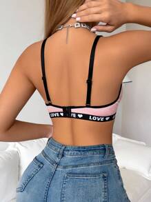 SHEIN 3pcs Letter Print Wireless Push Up Triangle Brassiere Bras For Women Without Padding For Everyday Wear Casual - Multicolor - View 2