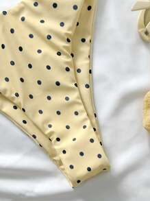 Elavelle Springbreak Women Polka Dot Random Print Spaghetti Strap Twist High Cut Sexy Bikini Set For Women Summer Beachwear