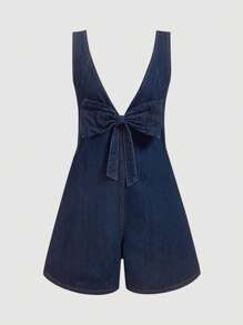 SHEIN MOD MOD 女式牛仔背带裤，春假圣帕特里克节连体裤，女式演唱会服装，圣帕特里克节服装，趣味连体裤，复古风女装，伊比萨风格 - 深色水洗藍 - 查看 5