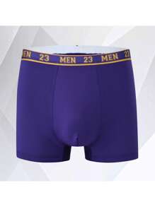 SHEIN 4pcs/Pack Men's Comfortable Letter Printed Elastic Waistband Boxer Briefs - Multicolor - View 5