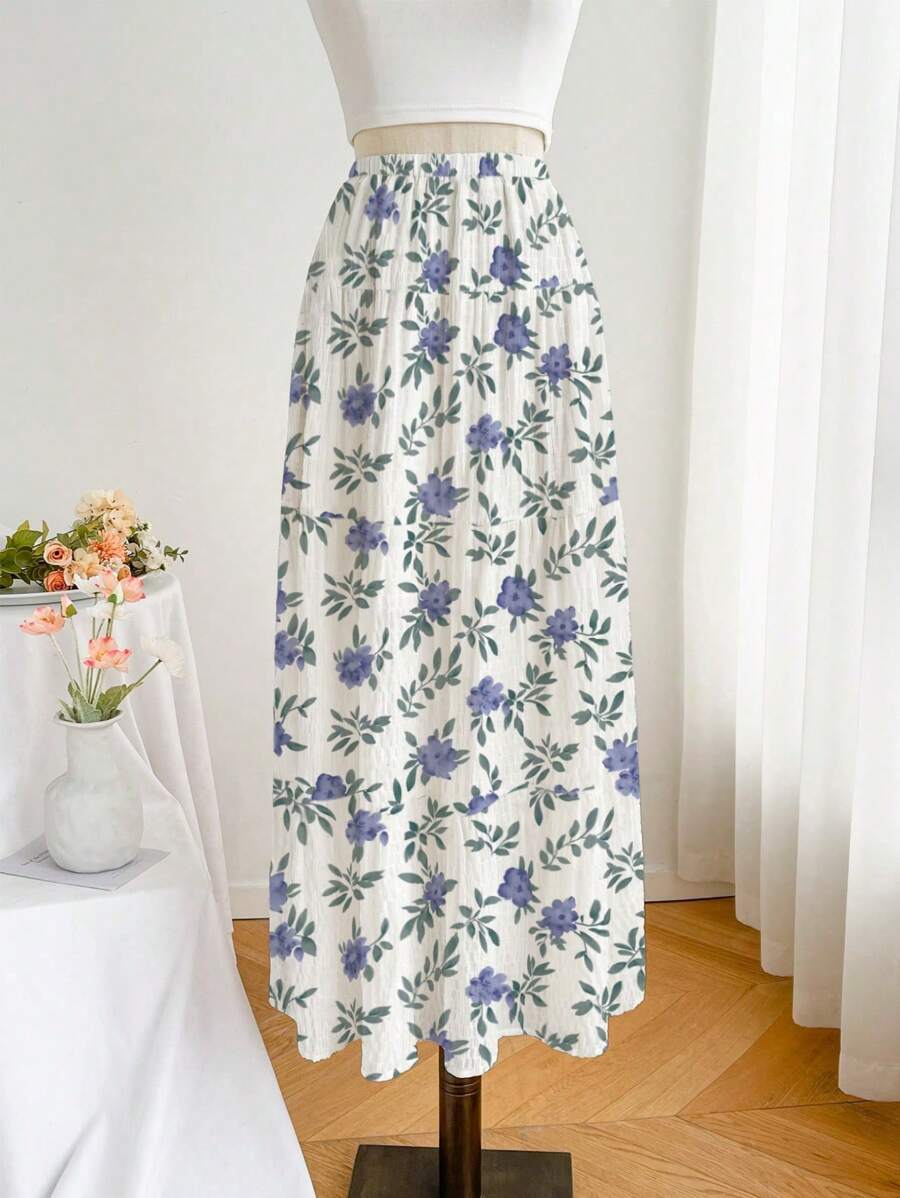 Sunnyshic Chân váy chữ A họa tiết hoa mùa hè - Nhiều màu - Xem 1