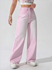 Women's Washed Faded Denim Jeans - Pink - View 5