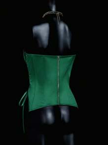 SHEIN ICON 修身款交叉系带吊带文胸上衣 - 綠色 - 查看 7