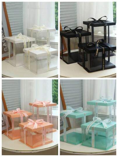 SHEIN 1 صندوق هدايا زينة شفاف، صندوق تخزين هدايا بمقاس 8.66 بوصة، مناسب لتخزين عناصر عيد الحب