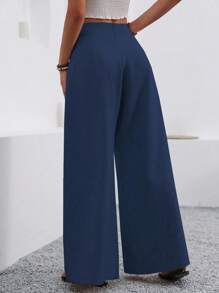 SHEIN PETITE Pantaloni casual estivi da donna a gamba dritta con vita plissettata, tasche, colori albicocca e cammello, adatti per uscite, appuntamenti, vacanze