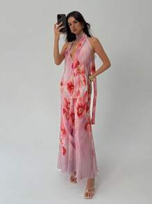 Aloruh Đầm cổ khoét sâu họa tiết hoa dành cho nữ, gợi cảm và phù hợp cho kỳ nghỉ - Nhiều màu - Xem 7