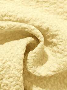 SHEIN Teen Girls Spring/Summer Yellow Textured Woven Ruffle Layered Casual Jumpsuit With Large Bow, Waisted Vacation Style - Yellow - View 7