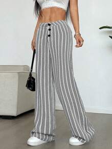 Flirla 2025 Spring/Summer Plaid Button Design Multicolor Jacquard Fresh Pants Fall Cloth For Women - Black - View 5