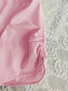 Franclia 不对称设计优雅女士圆领衬衫 - 淺粉色 - 查看 3