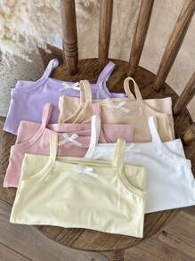 SHEIN Vintaside Kids Baby Girl Summer Camisole Top Five Sets, Covering Beige White, Light Yellow, Light Purple, Light Pink, Light Orange And Other Soft Colors - Multicolor - View 5
