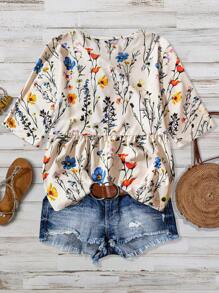 SHEIN Clasi 女士夏季度假花卉印花衬衫