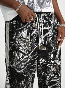 AXEPEAK Men's Digital Print Loose Woven Long Pants - Grey - View 6