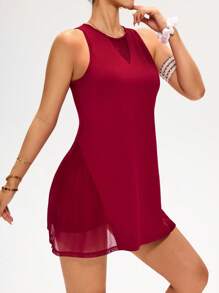 Easithlete 女士纯色圆领无袖休闲健身运动连衣裙