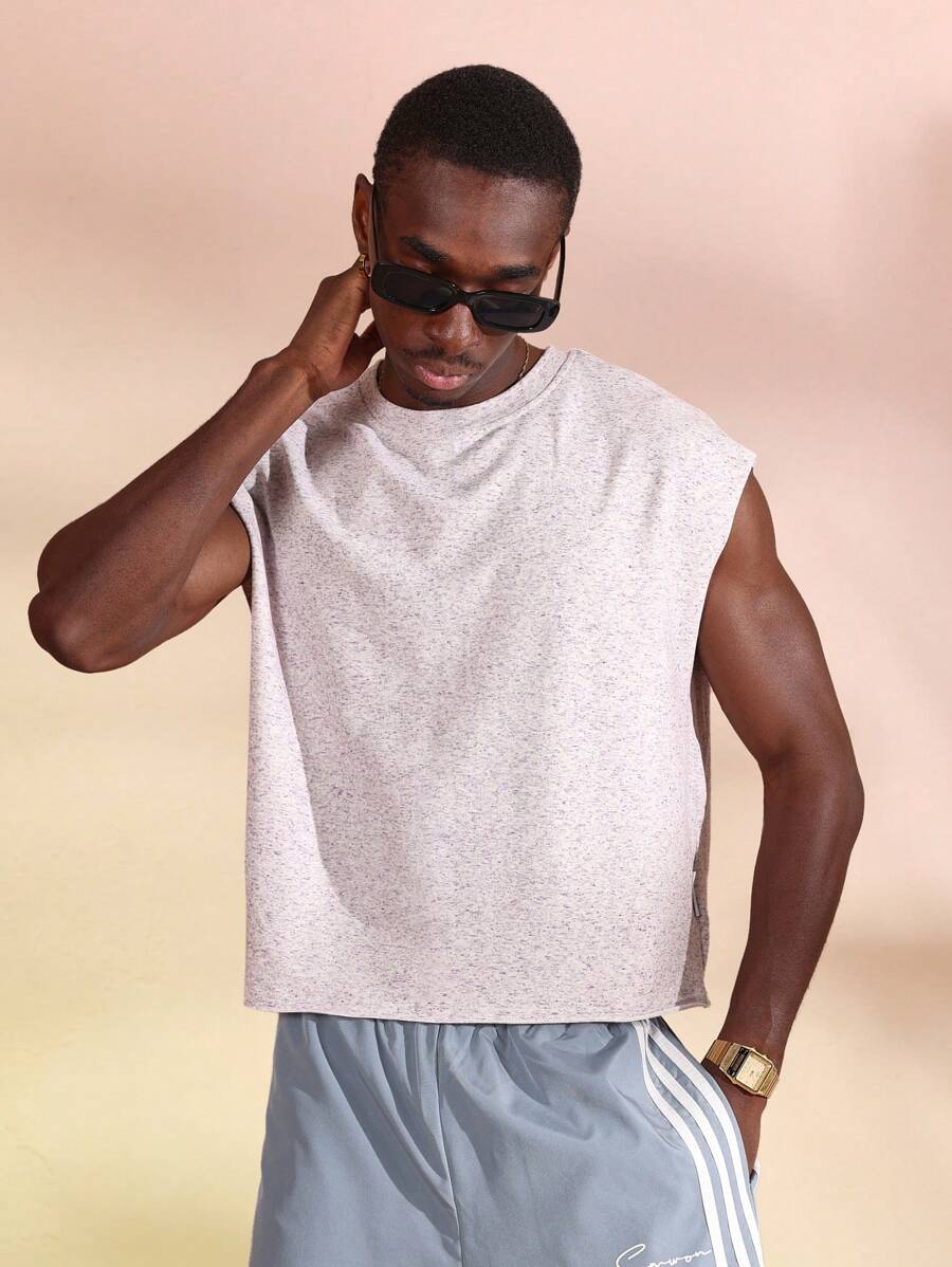 SUMWON Essential Boxy Raw Edge Crop Tank Athletic Sleeveless Jersey Summer Training Workout Fitness Exercise Top For High Intensity Activities - Lilac Purple - View 1