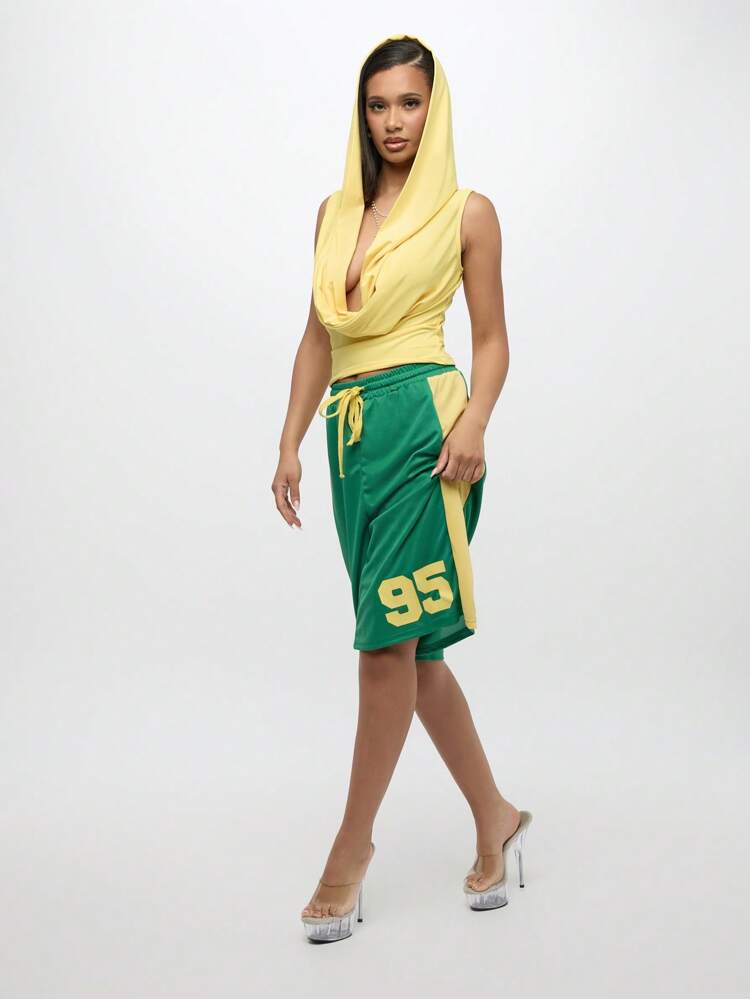 SUMWON WOMEN Short de basketball de style rétro, bas de maillot de basketball athlétique, short de basketball de style extérieur d'été avec cordon