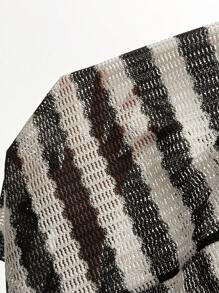 Elenzga Plus Size Contrast Color Stripe Print Elastic Waist Casual Pants Fall Cloth For Women - Multicolor - View 4