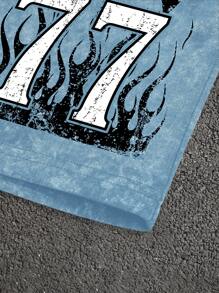 GENIUS ODE Men's Streetwear Number 77 Print Top And Shorts Set, Loose Fit Two Pieces Outfit For Summer - Multicolor - View 4