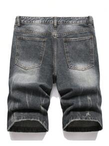 Manfinity Hypemode Men's Summer Casual Fashion Washed Denim Shorts With Pockets - Grey - View 2