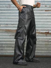 AXEPEAK Fashionable Wide-Leg Long Pants For Men, Fall - Black - View 4