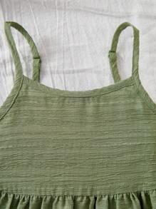 SHEIN Vestido corto holgado con textura de tirantes sueltos en verde, adecuado para vacaciones de verano para bebé niña