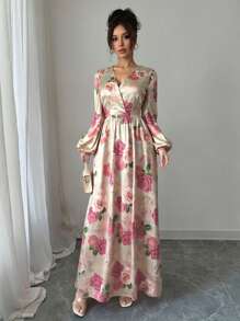 Modelyn Váy Satin Rose, Tay dài cho nữ - Nhiều màu - Xem 5