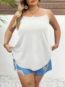 SHEIN CURVE+ Plus Size Women's Solid Color Cool Fabric Backless Vestsummer/Country/Beach Vacation Outfits/Beach Outfits/Beach Wear