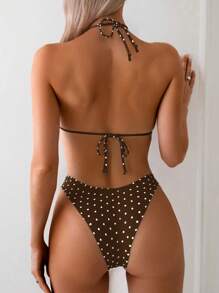 Swim Basics 2pcs Women Polka Dot Print Bikini Set, Two Pieces Bikini Set, Casual & Vacation Style For Summer - Multicolor - View 2