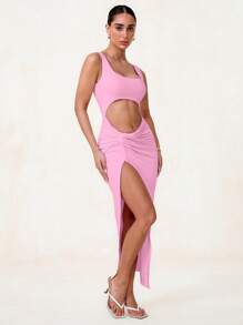 Glamine 镂空扭纹前开衩长裙女装