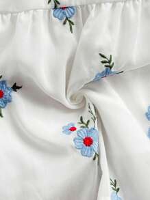 Soleia 女士节日浪漫花卉刺绣 V 领镂空露背腰拼接 A 字吊带迷你连衣裙 - 彩色 - 查看 8