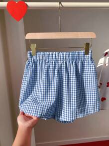 Comfortcana Shorts casual estivi da donna, con vita elastica, fantasia a quadri, larghi, con tasche, taglie forti