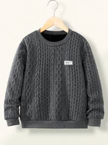 SHEIN Tween Boy Basic Casual Textured Half-Turtleneck Sweatshirt