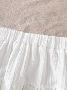 2 Stücke/Set Jacquard Grau Kragen Strickjacke T-Shirt & Weiß Volant Rock Anzug für Kleine Mädchen, süßer Academia Stil für Sommer Lässig Ausflüge, Rückkehr zur Schule - Grau - Übersicht 7