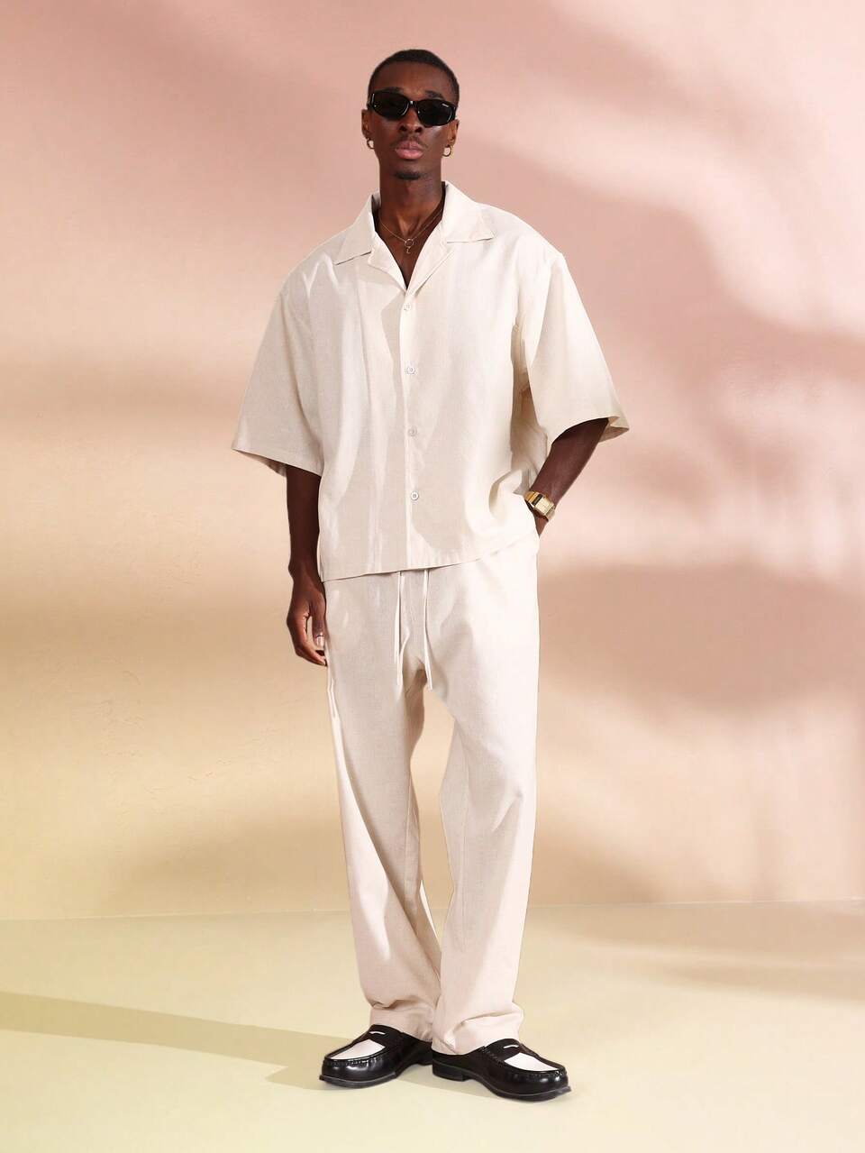 Oversized Linen Look Boxy Cut Shirt