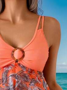 Swim Lushoire 2 Pieces Mature Style Spaghetti Strap Bikini Set, Hot Selling For Beach Vacation, Spring/Summer - Multicolor - View 4