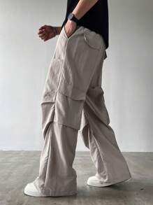 Manfinity Streetrush Pantalones cargo casuales sólidos y holgados para hombre